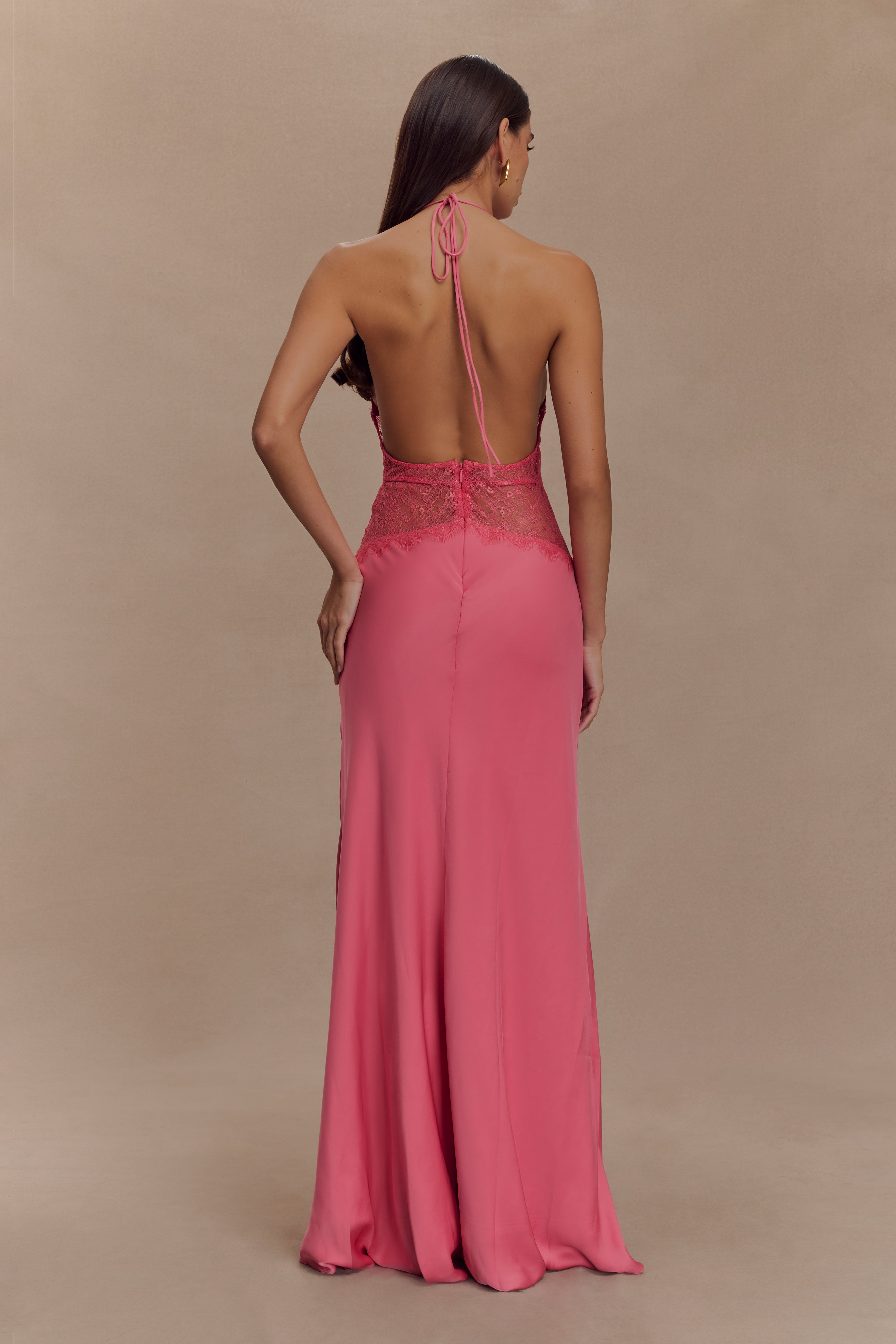 Donnah Lace Satin Maxi Dress